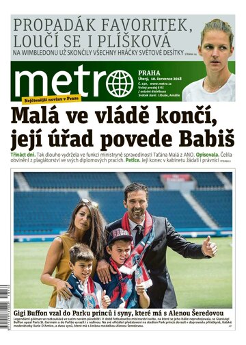 Obálka e-magazínu deník METRO 10.7.2018