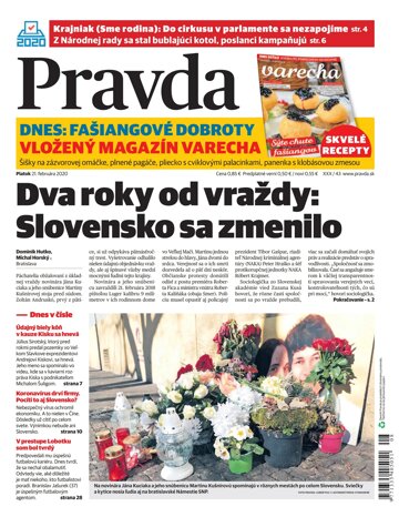 Obálka e-magazínu Pravda 21. 2. 2020