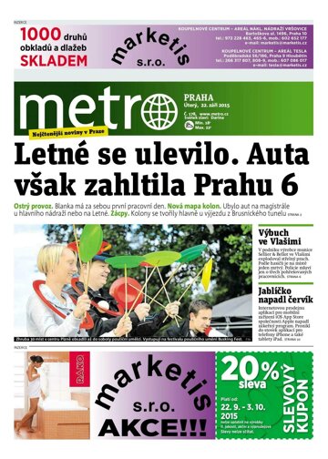 Obálka e-magazínu deník METRO 22.9.2015