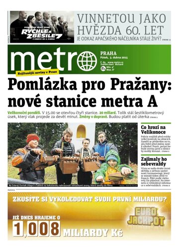 Obálka e-magazínu deník METRO 3.4.2015