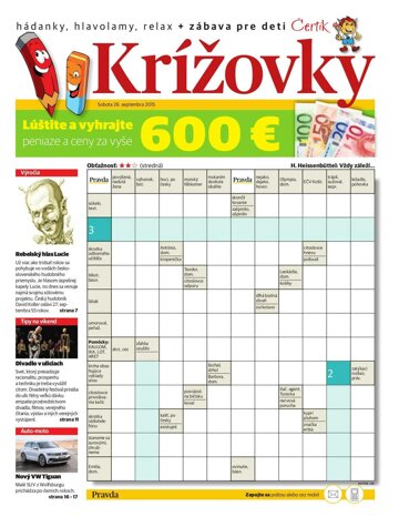 Obálka e-magazínu Krížovky 26.9.2015