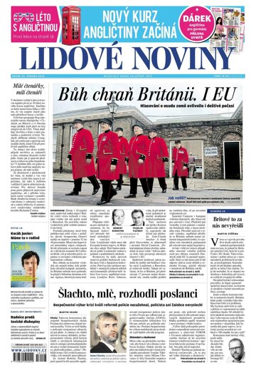 Obálka e-magazínu Lidové noviny 24.6.2016