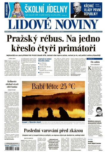 Obálka e-magazínu Lidové noviny 9.10.2018