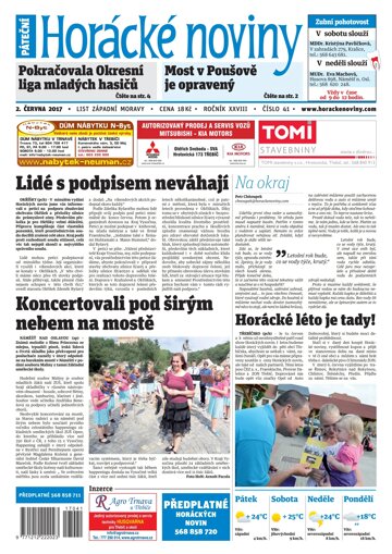 Obálka e-magazínu Horácké Noviny Pátek 2.6.2017 č. 041