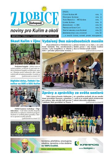 Obálka e-magazínu Zlobice noviny pro Kuřim a okolí 11/2024