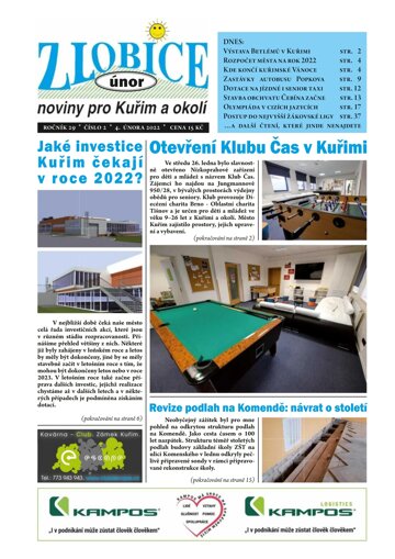 Obálka e-magazínu Zlobice – noviny pro Kuřim a okolí 2/2022