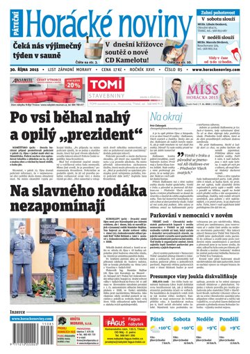 Obálka e-magazínu Horácké Noviny Pátek 30.10.2015 č. 85