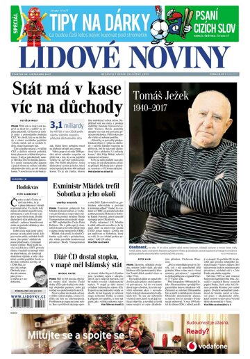 Obálka e-magazínu Lidové noviny 30.11.2017