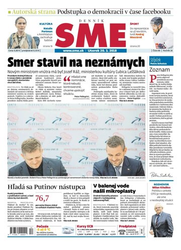 Obálka e-magazínu SME 20.3.2018