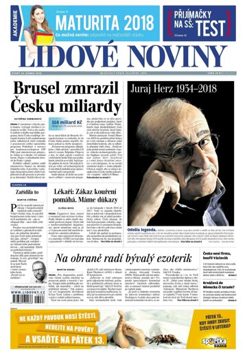 Obálka e-magazínu Lidové noviny 10.4.2018