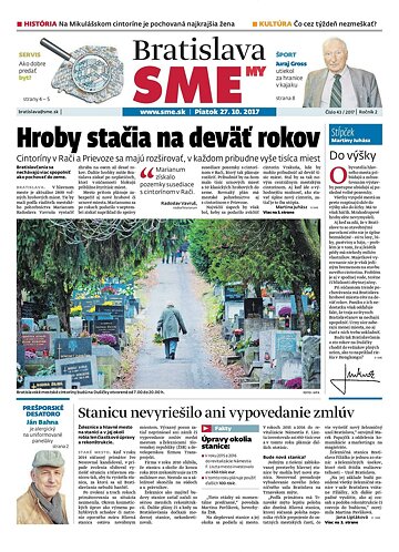 Obálka e-magazínu SME MY Bratislava 27/10/2017