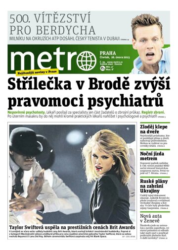 Obálka e-magazínu deník METRO 26.2.2015