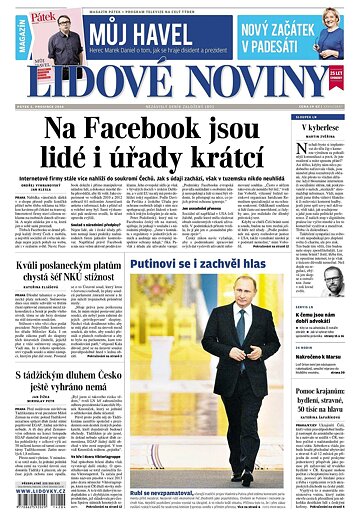 Obálka e-magazínu Lidové noviny 5.12.2014