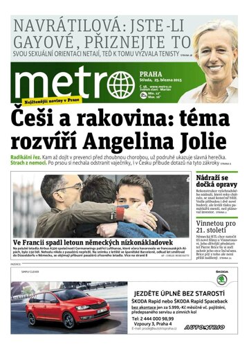 Obálka e-magazínu deník METRO 25.3.2015