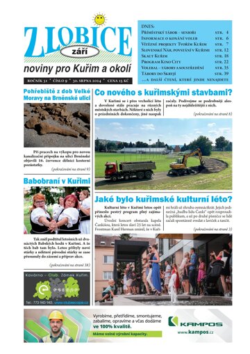 Obálka e-magazínu Zlobice noviny pro Kuřim a okolí 9/2024