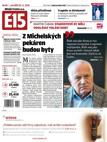 Obálka e-magazínu E15 20.4.2015