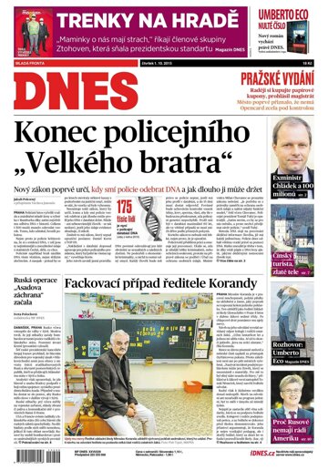 Obálka e-magazínu MF Dnes 1.10.2015