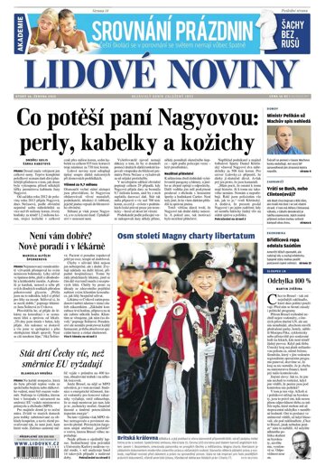 Obálka e-magazínu Lidové noviny 16.6.2015