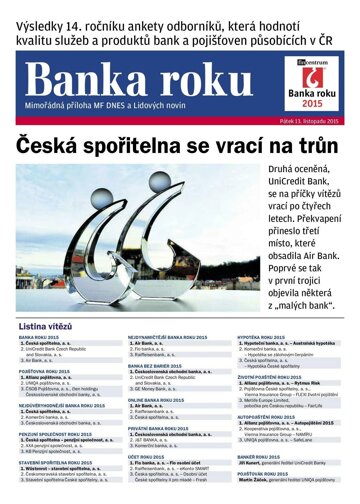 Obálka e-magazínu Mimořádná příloha LN Banka roku - 13.11.2015