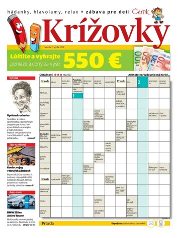 Obálka e-magazínu Krížovky 2. 4. 2016