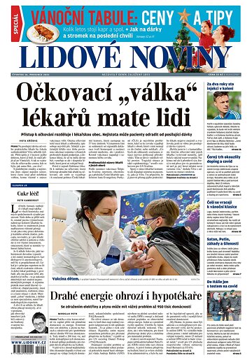 Obálka e-magazínu Lidové noviny 16.12.2021