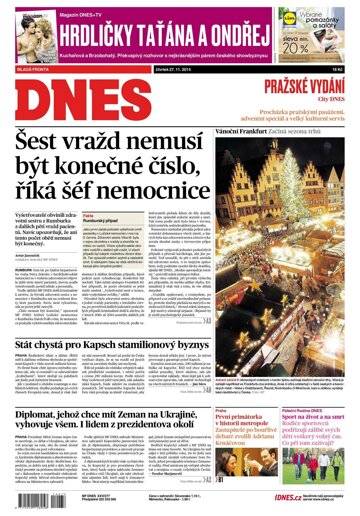 Obálka e-magazínu MF Dnes 27.11.2014