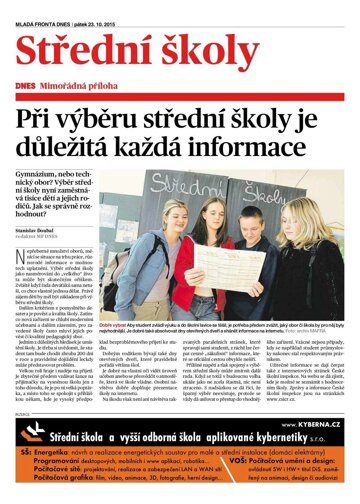 Obálka e-magazínu Mimořádná příloha Střední školy Hradecký - 23.10.2015