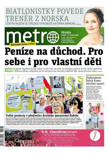 Obálka e-magazínu deník METRO 6.6.2018