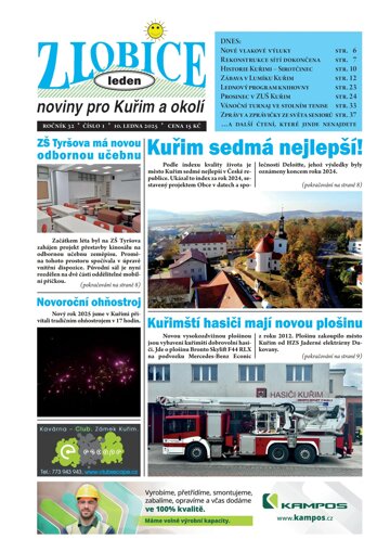 Obálka e-magazínu Zlobice noviny pro Kuřim a okolí 1/2025