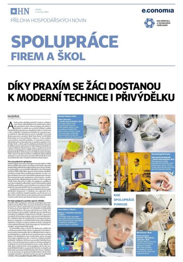 Obálka e-magazínu Hospodářské noviny - příloha 106 - 3.6.2015 Spoluprace firem a skol