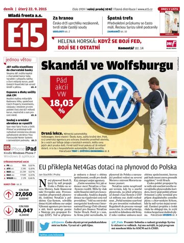 Obálka e-magazínu E15 22.9.2015