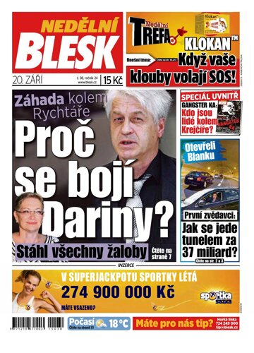 Obálka e-magazínu Nedělní Blesk 20.9.2015