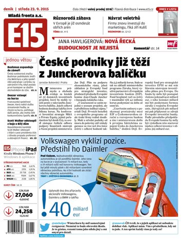 Obálka e-magazínu E15 23.9.2015