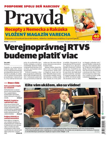 Obálka e-magazínu Pravda 15. 4. 2016