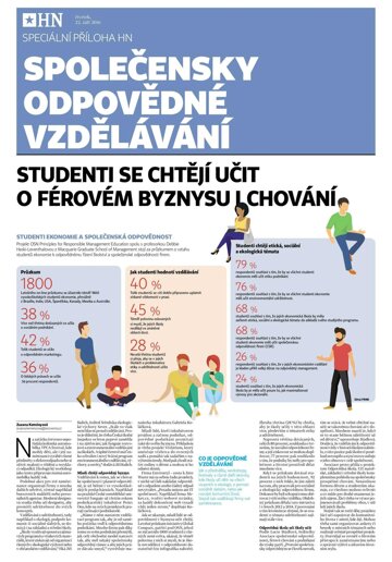 Obálka e-magazínu Hospodářské noviny - příloha 185 - 22.9.2016 CSR Společensky odpovědné vzdělávání