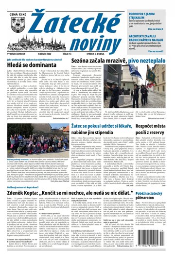 Obálka e-magazínu Žatecké noviny 14/2022