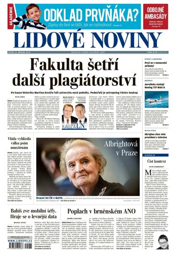 Obálka e-magazínu Lidové noviny 12.3.2019