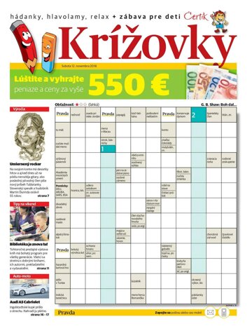 Obálka e-magazínu Krížovky 12. 11. 016