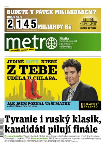 Obálka e-magazínu deník METRO 25.1.2018