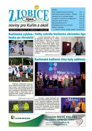 Obálka e-magazínu Zlobice – noviny pro Kuřim a okolí 10/2022