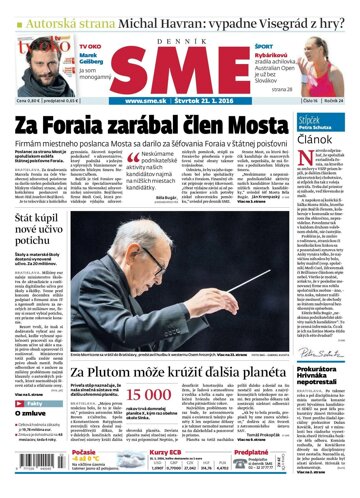 Obálka e-magazínu SME 21.1.2016