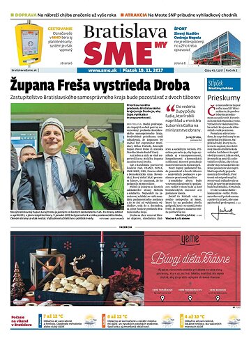 Obálka e-magazínu SME MY Bratislava 10/11/2017