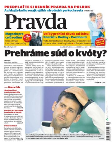 Obálka e-magazínu Pravda 27. 7. 2017