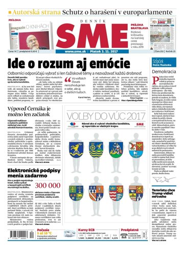 Obálka e-magazínu SME 3.11.2017