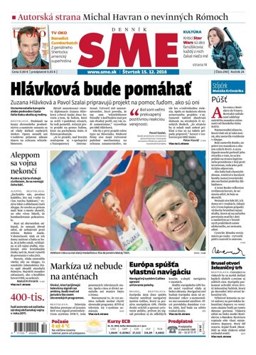 Obálka e-magazínu SME 15.12.2016