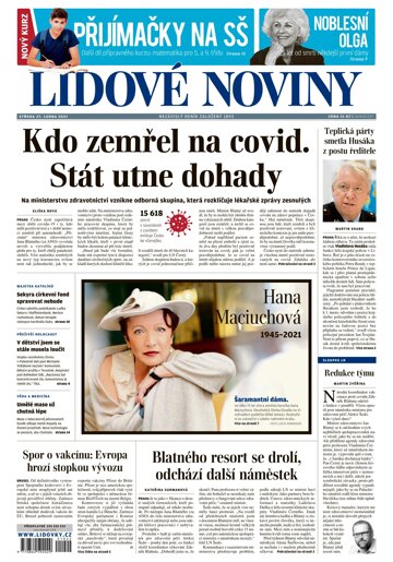 Obálka e-magazínu Lidové noviny 27.1.2021