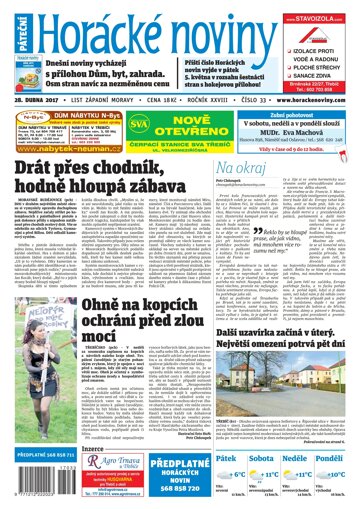 Obálka e-magazínu Horácké Noviny Pátek 28.4.2017 č. 033