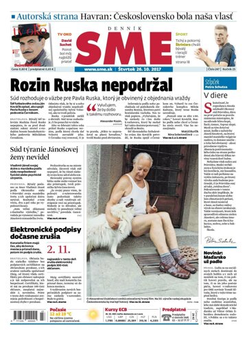 Obálka e-magazínu SME 26.10.2017