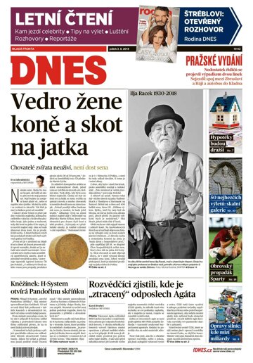 Obálka e-magazínu MF Dnes 3.8.2018