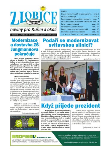 Obálka e-magazínu Zlobice – noviny pro Kuřim a okolí 7-8/2017